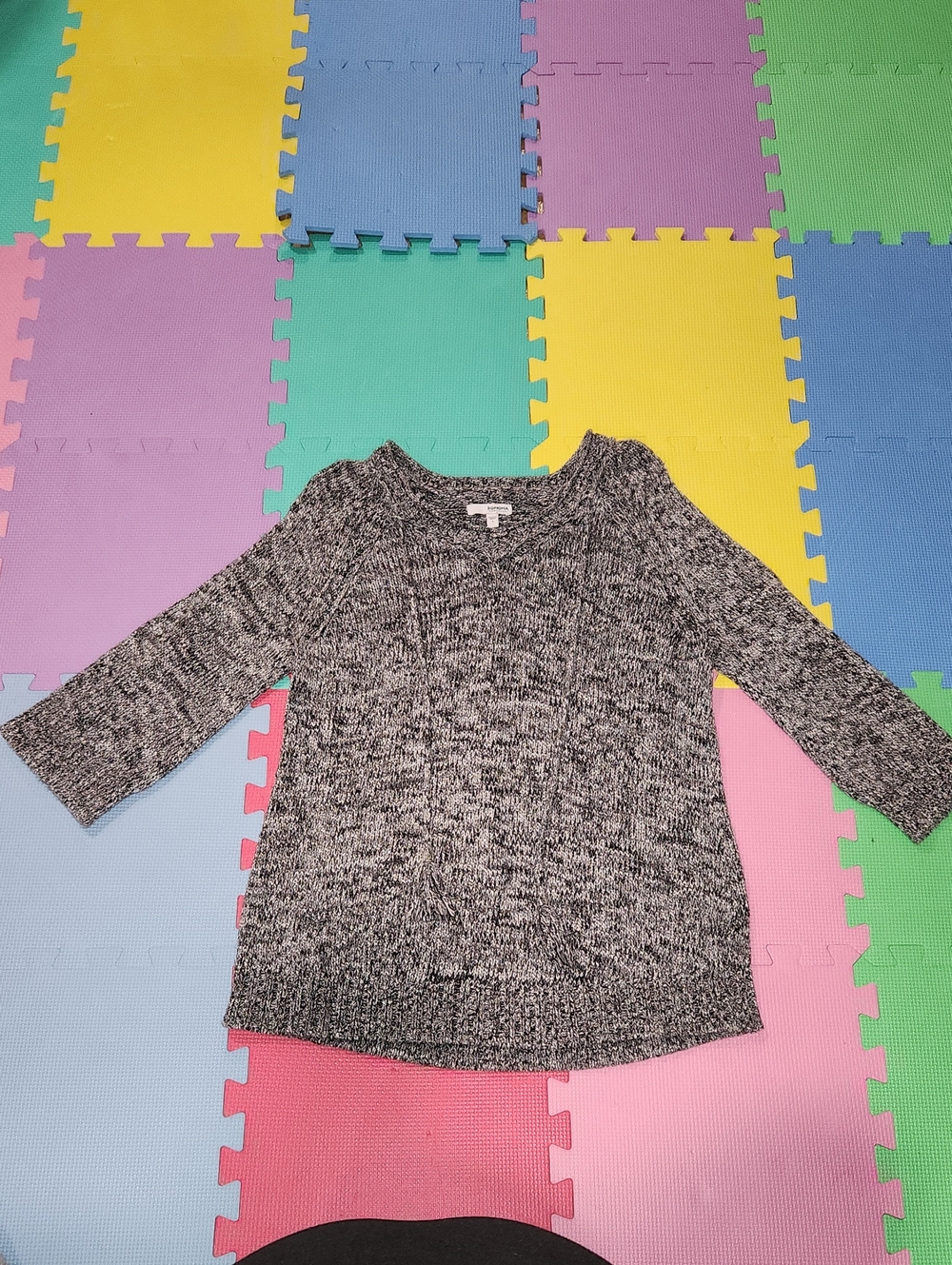 Sonoma Black & White Marled Crewneck Sweater, Size L